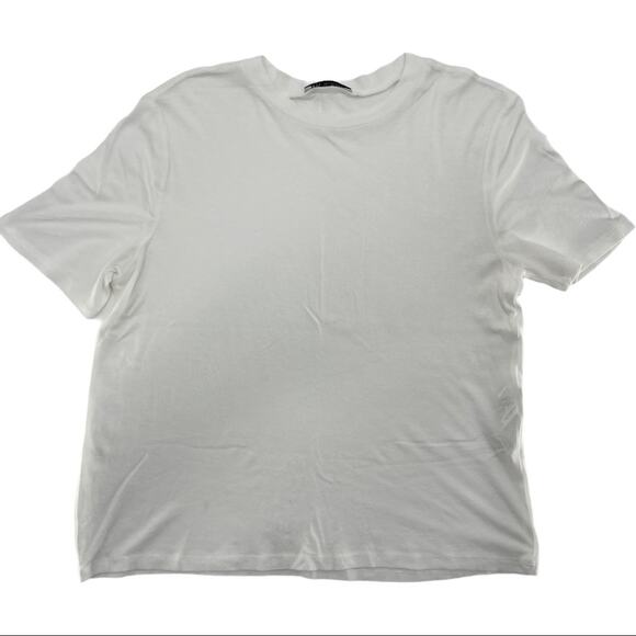 Zara Women's White Short Sleeve Crewneck Lightweight T-Shirt Size Large L - Picture 6 of 12